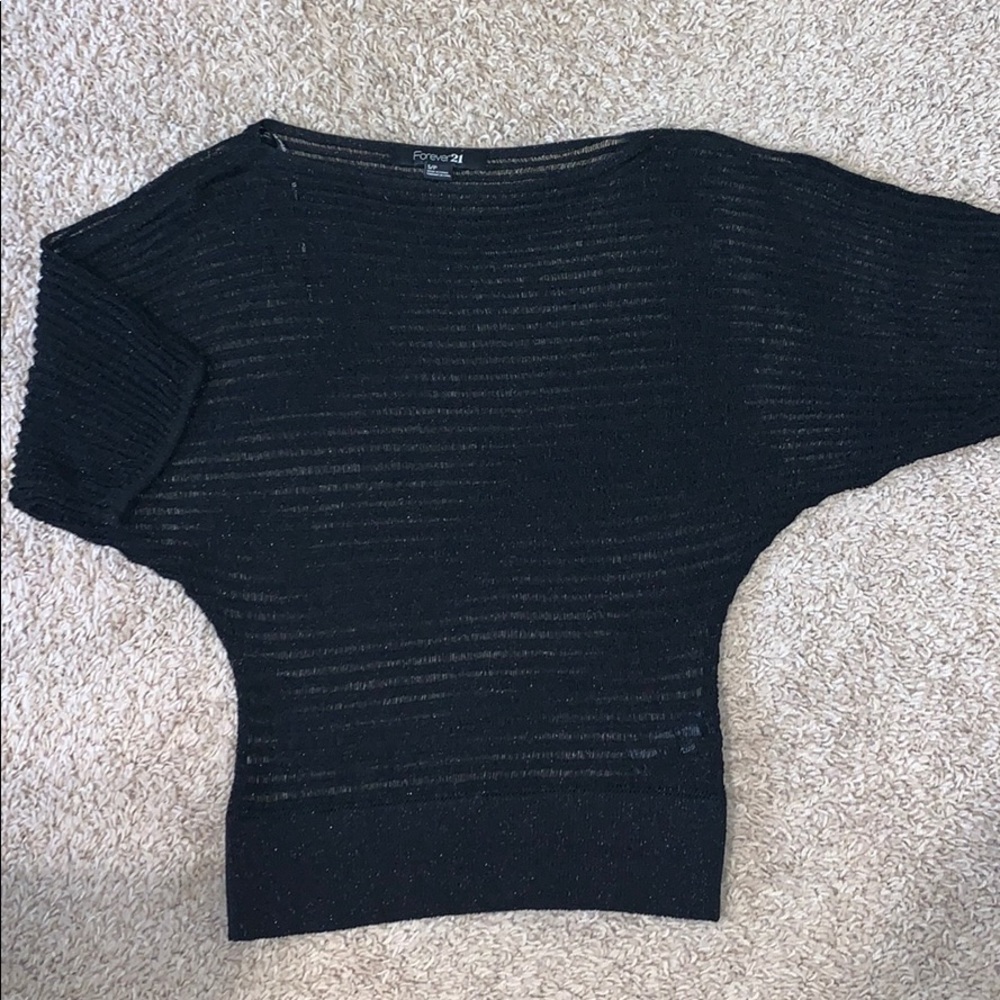 Forever 21 Black Sheer Knit Top